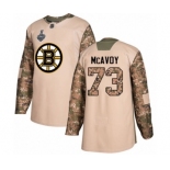 Men's Boston Bruins #73 Charlie McAvoy Authentic Camo Veterans Day Practice 2019 Stanley Cup Final Bound Hockey Jersey