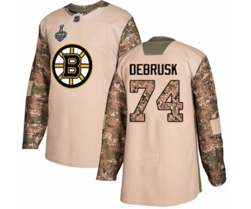 Men's Boston Bruins #74 Jake DeBrusk Authentic Camo Veterans Day Practice 2019 Stanley Cup Final Bound Hockey Jersey