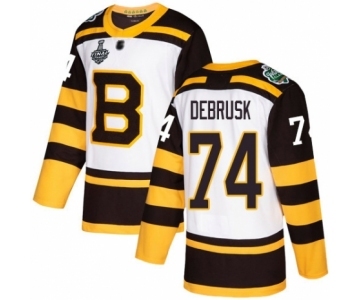 Men's Boston Bruins #74 Jake DeBrusk Authentic White Winter Classic 2019 Stanley Cup Final Bound Hockey Jersey