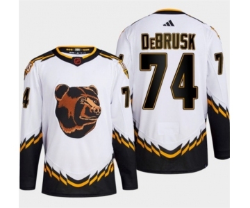 Men's Boston Bruins #74 Jake DeBrusk White 2022-23 Reverse Retro Stitched Jersey