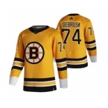 Men's Boston Bruins #74 Jake DeBrusk Yellow 2020-21 Reverse Retro Alternate Hockey Jersey