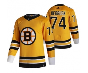 Men's Boston Bruins #74 Jake DeBrusk Yellow 2020-21 Reverse Retro Alternate Hockey Jersey