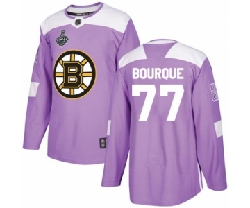 Men's Boston Bruins #77 Ray Bourque Authentic Purple Fights Cancer Practice 2019 Stanley Cup Final Bound Hockey Jersey