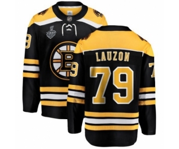 Men's Boston Bruins #79 Jeremy Lauzon Authentic Black Home Fanatics Branded Breakaway 2019 Stanley Cup Final Bound Hockey Jersey