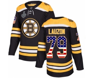 Men's Boston Bruins #79 Jeremy Lauzon Authentic Black USA Flag Fashion 2019 Stanley Cup Final Bound Hockey Jersey