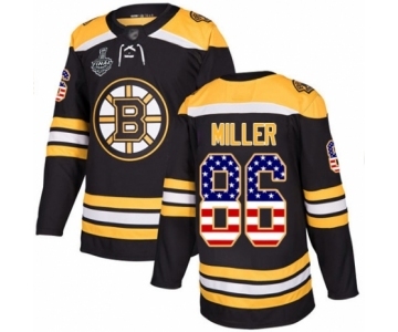 Men's Boston Bruins #86 Kevan Miller Authentic Black USA Flag Fashion 2019 Stanley Cup Final Bound Hockey Jersey