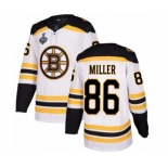 Men's Boston Bruins #86 Kevan Miller Authentic White Away 2019 Stanley Cup Final Bound Hockey Jersey