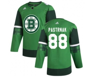 Men's Boston Bruins #88 David Pastrnak 2020 St. Patrick's Day Stitched Hockey Jersey Green