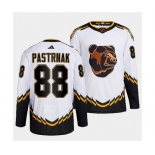 Men's Boston Bruins #88 David Pastrnak 2022 White Reverse Retro Stitched Jersey