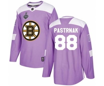 Men's Boston Bruins #88 David Pastrnak Authentic Purple Fights Cancer Practice 2019 Stanley Cup Final Bound Hockey Jersey