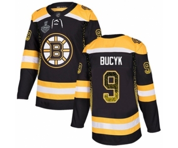 Men's Boston Bruins #9 Johnny Bucyk Authentic Black Drift Fashion 2019 Stanley Cup Final Bound Hockey Jersey