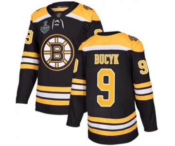 Men's Boston Bruins #9 Johnny Bucyk Authentic Black Home 2019 Stanley Cup Final Bound Hockey Jersey