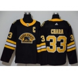 Men's Bruins #33 Zdeno Chara Black Authentic 3D Throwback Stitched Hockey Jersey