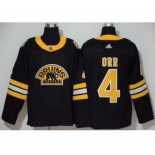 Men's Bruins #4 Bobby Orr Black Authentic 3D Throwback Stitched Hockey Jersey