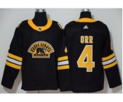 Men's Bruins #4 Bobby Orr Black Authentic 3D Throwback Stitched Hockey Jersey