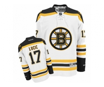 Men's Reebok Boston Bruins #17 Milan Lucic Authentic White Away NHL Jersey