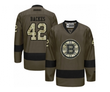 Men's Reebok Boston Bruins #42 David Backes Authentic Green Salute to Service NHL Jersey