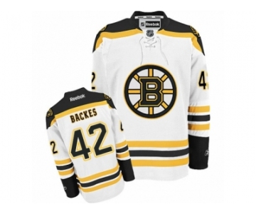 Men's Reebok Boston Bruins #42 David Backes Authentic White Away NHL Jersey