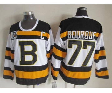 nhl jerseys boston bruins #77 bourque white [m&n 75th]