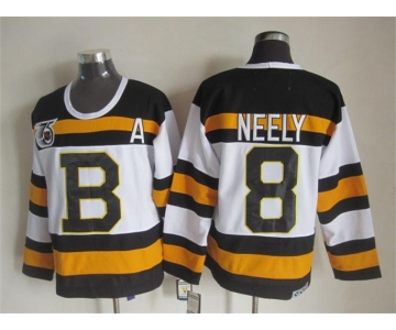 nhl jerseys boston bruins #8 neely white [m&n 75th]