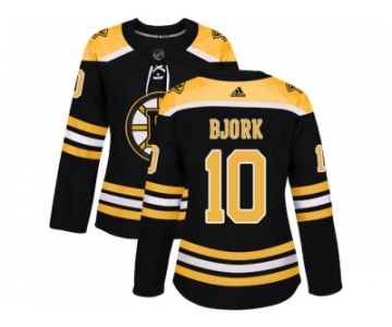 Women Adidas Boston Bruins #10 Anders Bjork Black Home Authentic Stitched NHL Jersey