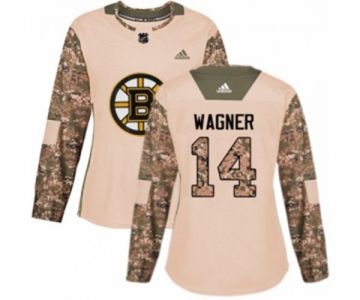 Women Adidas Boston Bruins #14 Chris Wagner Authentic Camo Veterans Day Practice NHL Jersey