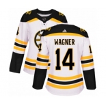 Women Adidas Boston Bruins #14 Chris Wagner Authentic White Away NHL Jersey