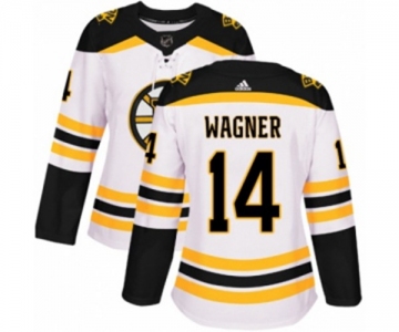 Women Adidas Boston Bruins #14 Chris Wagner Authentic White Away NHL Jersey