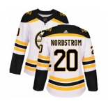 Women Adidas Boston Bruins #20 Joakim Nordstrom Authentic White Away NHL Jersey