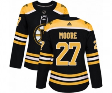 Women Adidas Boston Bruins #27 John Moore Authentic Black Home NHL Jersey