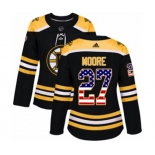 Women Adidas Boston Bruins #27 John Moore Authentic Black USA Flag Fashion NHL Jersey