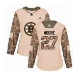 Women Adidas Boston Bruins #27 John Moore Authentic Camo Veterans Day Practice NHL Jersey