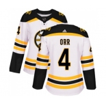 Women Adidas Boston Bruins #4 Bobby Orr Authentic White Away NHL Jersey