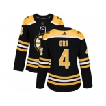 Women Adidas Boston Bruins #4 Bobby Orr Black Home Authentic Stitched NHL Jersey