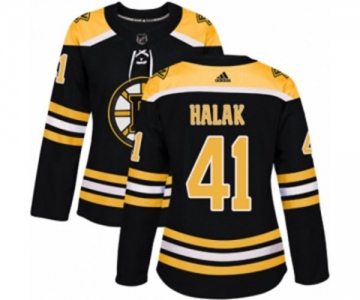 Women Adidas Boston Bruins #41 Jaroslav Halak Authentic Black Home NHL Jersey