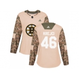 Women Adidas Boston Bruins #46 David Krejci Camo Authentic 2017 Veterans Day Stitched NHL Jersey