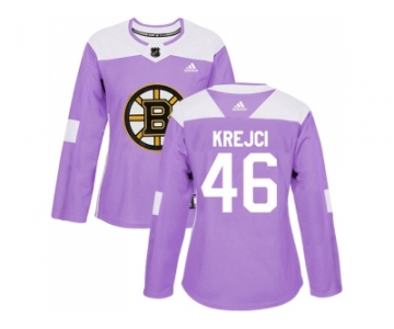 Women Adidas Boston Bruins #46 David Krejci Purple Authentic Fights Cancer Stitched NHL Jersey