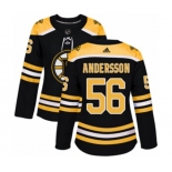 Women Adidas Boston Bruins #56 Axel Andersson Authentic Black Home NHL Jersey