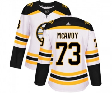 Women Adidas Boston Bruins #73 Charlie McAvoy Authentic White Away NHL Jersey