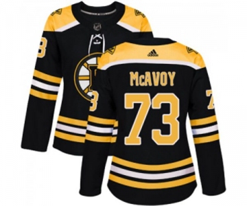 Women Adidas Boston Bruins #73 Charlie McAvoy Premier Black Home NHL Jersey