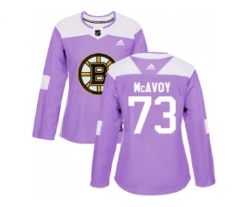 Women Adidas Boston Bruins #73 Charlie McAvoy Purple Authentic Fights Cancer Stitched NHL Jersey