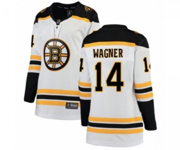 Women Boston Bruins #14 Chris Wagner Authentic White Away Fanatics Branded Breakaway NHL Jersey