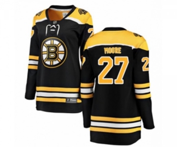 Women Boston Bruins #27 John Moore Authentic Black Home Fanatics Branded Breakaway NHL Jersey