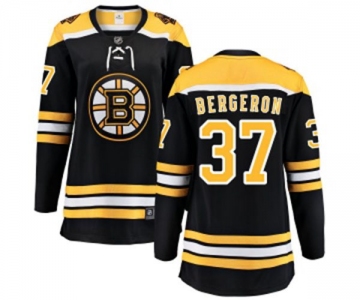 Women Boston Bruins #37 Patrice Bergeron Authentic Black Home Fanatics Branded Breakaway NHL Jersey