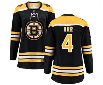 Women Boston Bruins #4 Bobby Orr Authentic Black Home Fanatics Branded Breakaway NHL Jersey