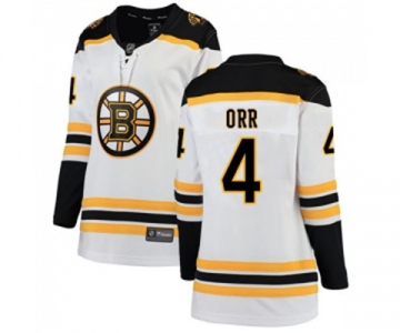 Women Boston Bruins #4 Bobby Orr Authentic White Away Fanatics Branded Breakaway NHL Jersey