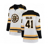 Women Boston Bruins #41 Jaroslav Halak Authentic White Away Fanatics Branded Breakaway NHL Jersey