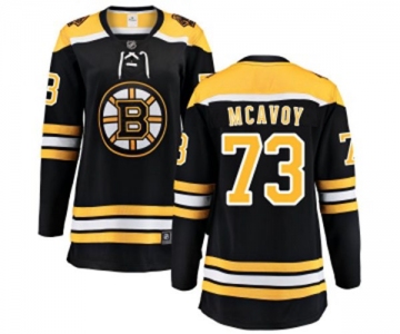 Women Boston Bruins #73 Charlie McAvoy Authentic Black Home Fanatics Branded Breakaway NHL Jersey