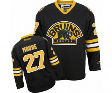 Women Reebok Boston Bruins #27 John Moore Authentic Black Third NHL Jersey