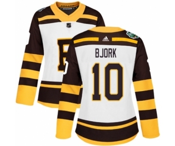 Women's Adidas Boston Bruins #10 Anders Bjork Authentic White 2019 Winter Classic NHL Jersey